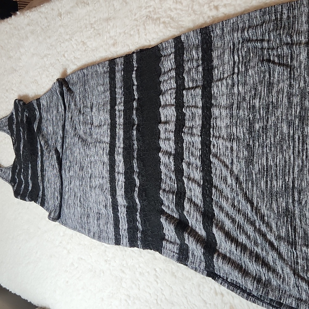 Free People Haze Daze Heathered  Black/ Black Lace Sz S Maxi Dress - Picture 4 of 12